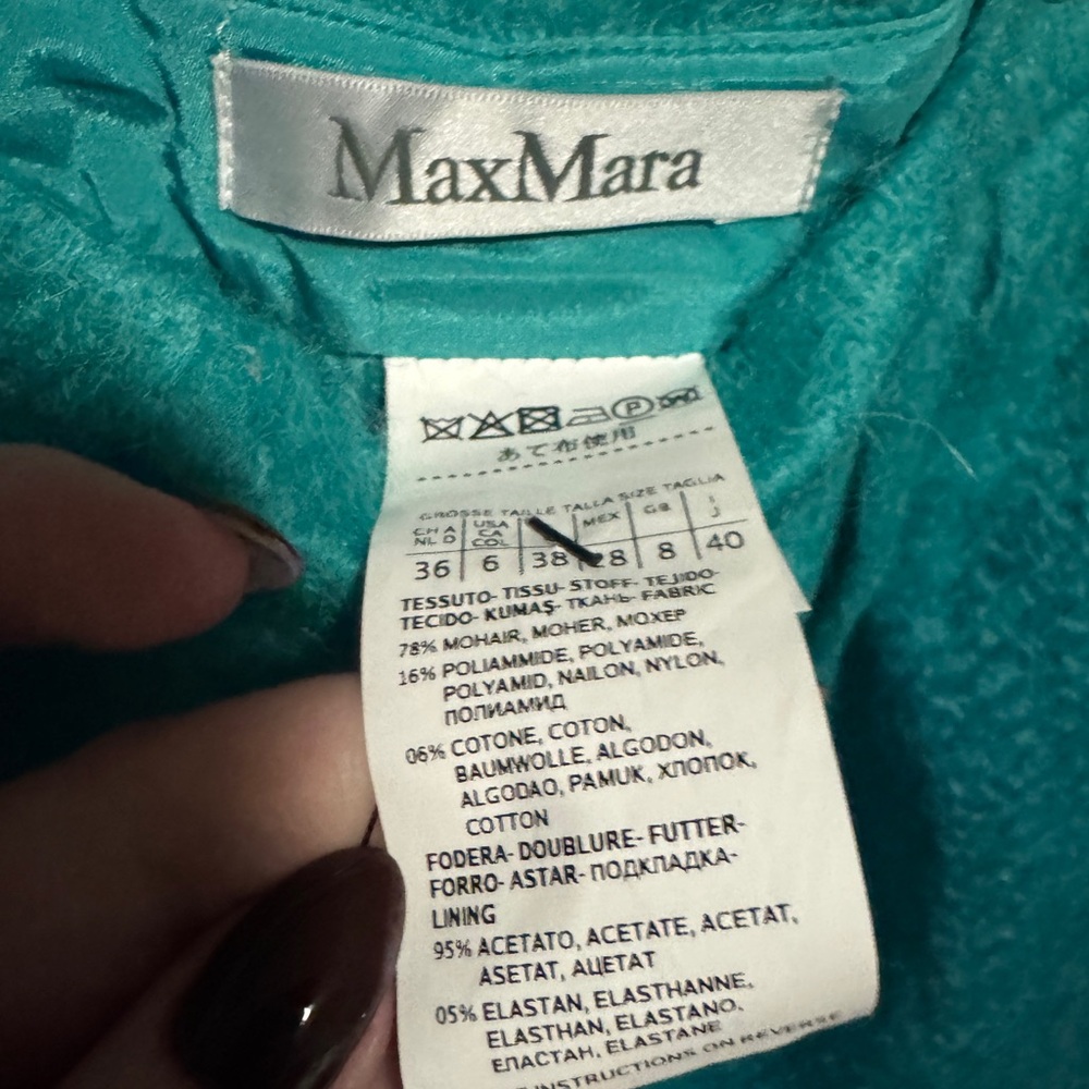 MAXMARA TURQUOISE mohair skirt and jacket SET - Picture 9 of 11